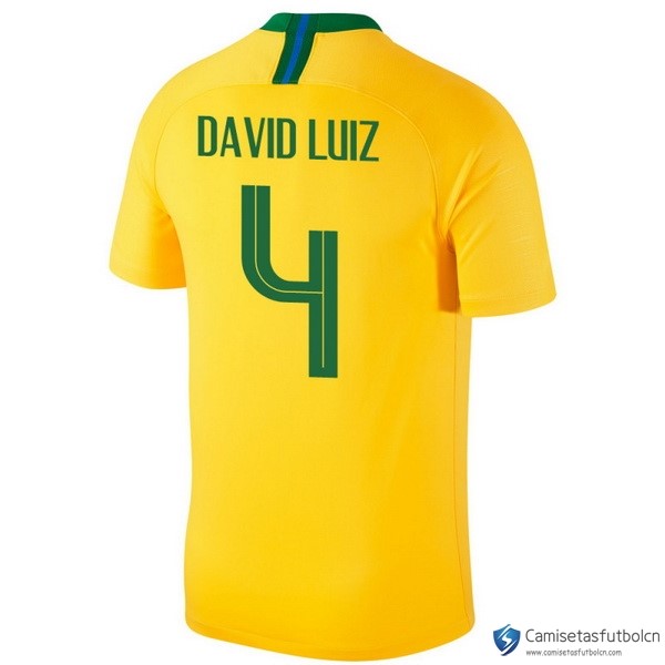 Camiseta Seleccion Brasil Primera equipo David Luiz 2018 Amarillo